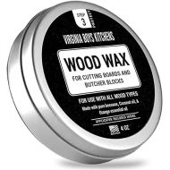 Wood Wax - Applicator included - made with Coconut Oil and Beeswax - Food Grade - for Cutting Board, Bowl, wooden utensils