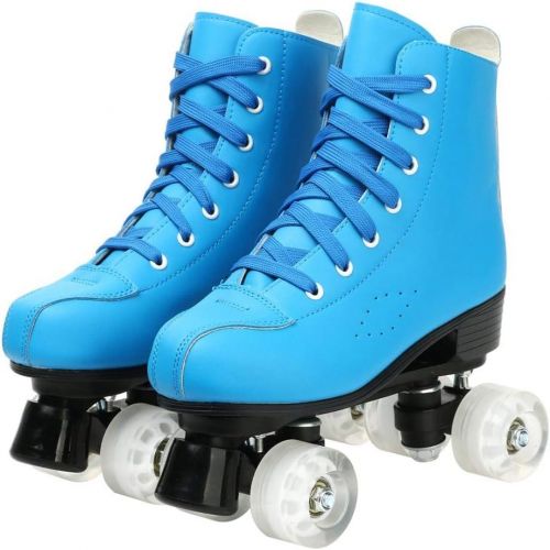  XUDREZ Roller Skates, Double Row Skates Adjustable Leather High-top Roller Skates Perfect Indoor Outdoor Adult Roller Skates with Bag