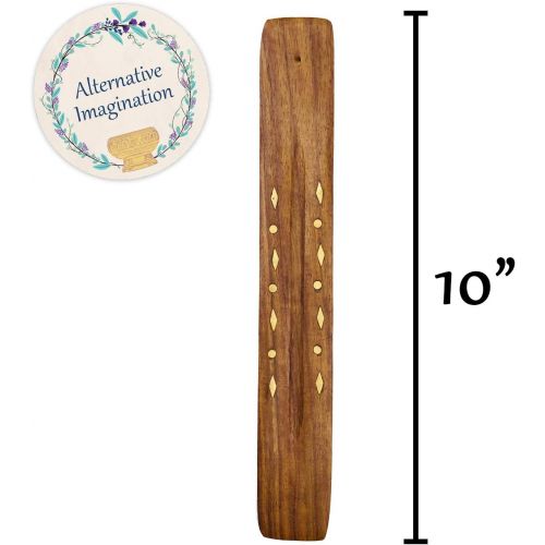  인센스스틱 Alternative Imagination Diamond and Dots Wooden Incense Holder, 10 Inches Long, for Single Incense Sticks