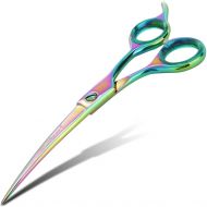Sharf Professional 6.5 Curved Rainbow Pet Grooming Scissors: Sharp 440c Japanese Clipping Shears for Dogs, Cats & Small Animals| Rainbow Series Hair Cutting/Clipping Scissors w/Eas