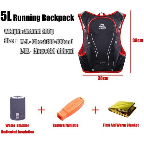  AONIJIE Hydration Pack Backpack 5L Lightweight Deluxe Outdoor Marathoner Running Race Hydration Vest