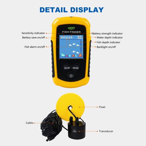  [아마존베스트]Lixada Fish Finder Wired Portable Colour Fishing Sonar Sensor LCD 100 m Deep Finder Echo Finder