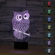 KKXXYD Owl Animal Night Light Baby Mood 3D Lamp Kids Room Led Lights Dc 5V USB Decorative Table Lamp Led Cute Desk Lamps