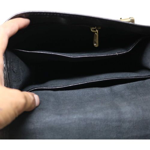  [아마존베스트]HG-LTHR 11 Small Leather Messenger Bag Shoulder Bag Cross Body Vintage Messenger Bag for Women & Men Satchel Man Purse Compatible with Ipad and Tablet Black