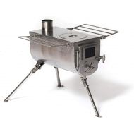 WINNERWELL Woodlander Medium Tent Stove Tiny Portable Wood Burning Stove for Tents, Shelters, and Camping 800 Cubic Inch Firebox Precision Stainless Steel Construction Includes Chi