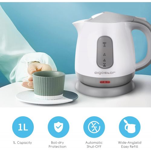  [아마존베스트]Aigostar Romeo 30HIP Kettle 1100 Watt, 1 Litre Compact Boiler, Automatic Shut-Off with Dry Protection, BPA-Free, Brown Disposable packaging.