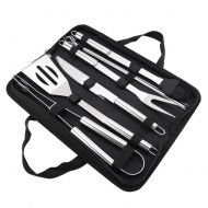 Asixx BBQ Tools Set, 9Pcs/Set Stainless Steel BBQ Tools Set Barbecue Utensils Accessories Kit with Oxford Bag Perfect for Camping, Patio, Lawn, Backyard Grilling, Hiking and Picnic