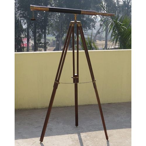  [아마존베스트]NauticalMart Brass Telescope Tripod Stand Floor Standing Vintage Marine Decor