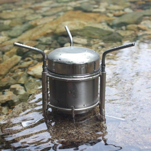  Lixada Camping Alcohol Stove Stainless Steel Ultralight Folding Liquid Stove with Rack Support Stand for Camping Picnic BBQ Cooking