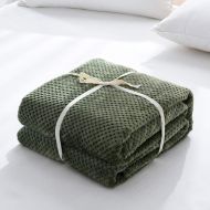 POTENCO Super Soft Blanket Flannel Aircraft Sofa Use Office Children Blanket Towel Travel Fleece Mesh Portable Car Travel Cover Blanket (Army Green, 200230cm)