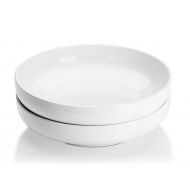 DOWAN 10 Inches/2 Quarts Porcelain Pasta/Salad Serving Bowls- Set of 2, Shallow, White