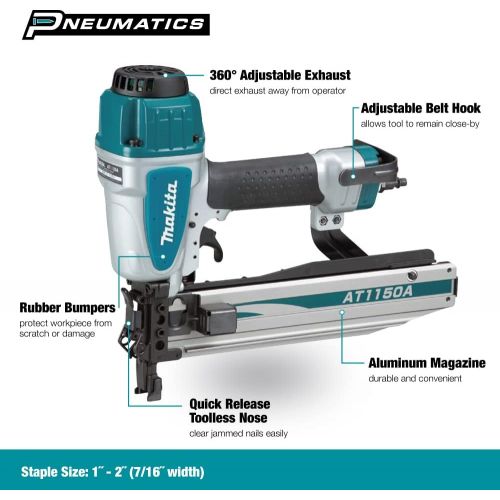  Makita AT1150A 7/16 Medium Crown Stapler, 16 Ga.