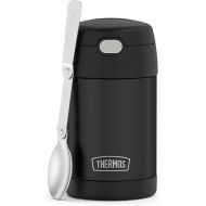 THERMOS FUNTAINER 16 Ounce Stainless Steel Vacuum Insulated Food Jar with Folding Spoon, Black Matte