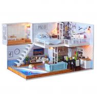 Dacawin [3D Wooden House] - DIY Wooden Miniature Dollhouse Kit with LED Light - Puzzle Decorate Creative Model Building Sets - Birthday Christmas Gifts for Adults Teens Friends (Colorful,