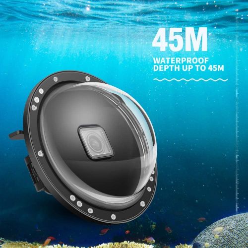  D&F Dome Port for GoPro Hero 10 Black/Hero 9 Black, Two Handles Dome Lens Builted-in 45m/147ft Waterproof Sealed Housing Case Diving Swimming Accessory