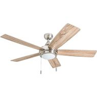 Honeywell Ceiling Fans Honeywell 50606-01 Ventnor Farmhouse Ceiling Fan, 52” Rustic Barnwood Decor, Indoor, Brushed Nickel