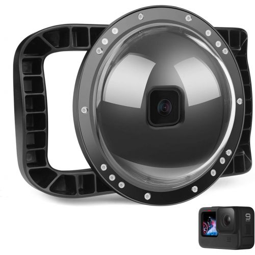  D&F Dome Port for GoPro Hero 10 Black/Hero 9 Black, Two Handles Dome Lens Builted-in 45m/147ft Waterproof Sealed Housing Case Diving Swimming Accessory