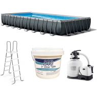 Intex 32 x 16 x 52 Ultra XTR Rectangular Outdoor Swimming Pool Set Bundle with Pump and Pool Care 36125 Chemical 3-Inch Chlorine Tablets, 25 Lbs