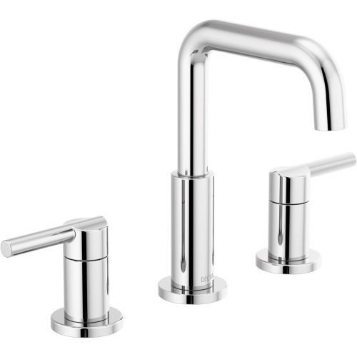  Delta Faucet Nicoli Widespread Bathroom Faucet Chrome, Bathroom Faucet 3 Hole, Bathroom Sink Faucet, Drain Assembly, Chrome 35849LF,Standard