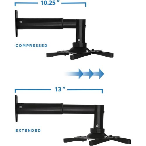  [아마존베스트]Mount-It! Projector Wall Mount Universal Adjustable Design with Extendable Length for LCD/DLP Epson, Benq, Optoma Projectors, Black (MI-603)