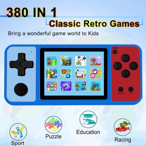  [아마존베스트]Great Boy Portable Handheld Games for Kids Preloaded 380 Classic Retro Games with 3.5 Big Color Display and Gamepad Rechargeable Arcade Gaming System