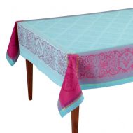 Occitan Imports Prestige Turquoise Jacquard French Tablecloth, 63 x 118 (8-10 people)