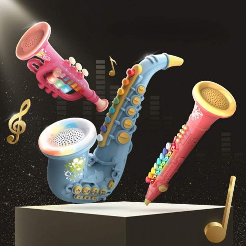  [아마존베스트]XSHION Kids Saxophone Toy, Mini Saxophone with Light and Sound Early Educational Toys Musical Instrument Toy for Toddler Girls Boys Beginners- Ivory Red