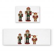 BMALL Kitchen Rug Mat Set of 2 Piece Three Nutcracker Soldiers Inside Outside Entrance Rugs Runner Rug Home Decor 15.7x23.6in+15.7x47.2in