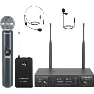 Phenyx Pro Wireless Microphone System, Dual Mic Set with Handheld/Bodypack/Lapel Mics,2x100 UHF Channels,328ft Range,for Singing,Church(PTU-71-1H1B)