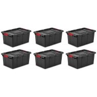 MRT SUPPLY 6 15-Gallon Durable Rugged Industrial Tote Red Latches Black with Ebook