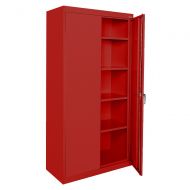 Sandusky Lee CA41361872-01, Welded Steel Classic Storage Cabinet, 4 Adjustable Shelves, Locking Swing-Out Doors, 72 Height x 36 Width x 18 Depth, Red