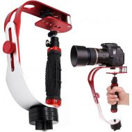 [아마존베스트]AFUNTA Pro Handheld Video DSLR Camera Stabilizer Steady Compatible GoPro Cannon Nikon Sony Camera Cam Camcorder DV Smartphone up to 2.1 lbs with Smooth Pro Steady Glide -Red/Silver