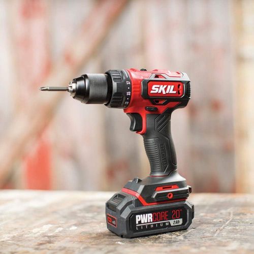  SKIL 2-Tool Kit: PWRCore 20 Brushless 20V Cordless Drill Driver and 1/4 Inch Hex Impact Driver Includes 2.0Ah Lithium Battery and PWRJump Charger - CB743701