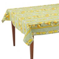 Occitan Imports Citrons Vert Striped Rectangular French Tablecloth, Coated Cotton, 61 x 79 (4-6 People)