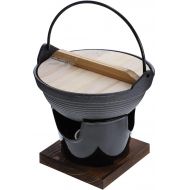 Cabilock Sukiyaki Tetsu Nabe Pot Japanese Soup Pot Camping Hiking Cookware Serving Shabu Pot with Stove for Outdoor Picnic 17. 5CM