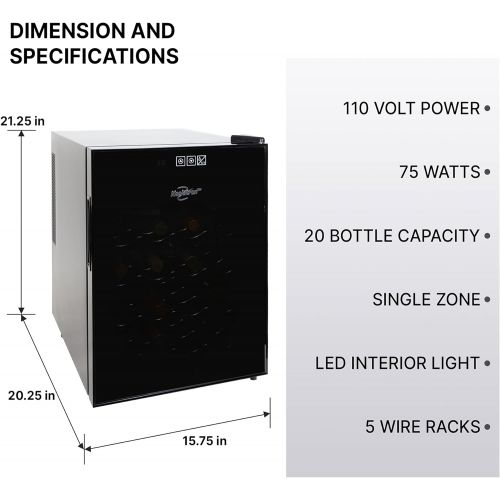  [아마존베스트]Koolatron WC20 Thermoelectric Wine Cooler 20 Bottle Capacity with Digital Temperature Controls - Vibration-free and Quiet Cooling Power, 5 Removable Shelves, Black