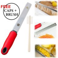 QKitchen Grater Qkitchen Parmesan Cheese Grater ~ Cheese Lemon Zester Grater ~ Ultra Sharp With Innovative Handle Design Rubber Feet ~ Easy To Clean ~ Color : Red ~ Include Zester Grater and Clean