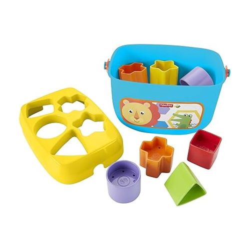피셔프라이스 Fisher-Price Stacking Toy Baby's First Blocks Set of 10 Shapes for Sorting Play for Infants Ages 6+ Months