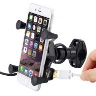 JangGun Store Universal Motorcycle Mobile Phone Holder Rack Navigation Bracket with USB Charging Car Bike Stand