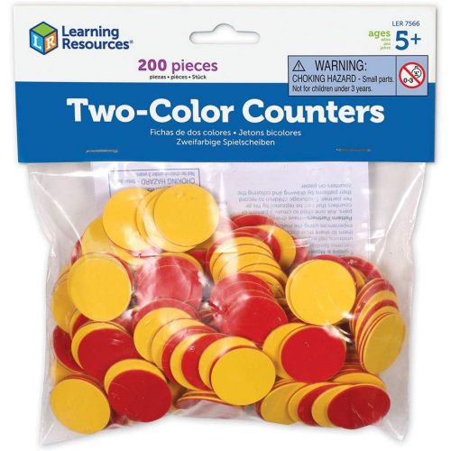  [아마존베스트]Learning Resources Two-Color Counters, Red/Yellow, Educational Counting, Sorting, Patterning, and Probability Activities, Set of 200, Grades K+, Ages 5+