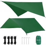 Gorich 10 X 10 Waterproof Camping Hammock Rain Fly Hammock Camping Tarp, Camping Gear and Accessories, Perfect Hammock Tent Rain Cover, Including Stakes, Ropes and Tensioners, Rips