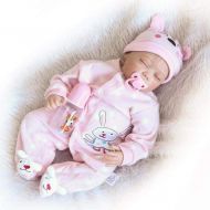 Gbell 22 Inch Silicone Reborn Doll Realistic Baby Doll Girls with Pacifier,Bottle & Carpet- Lifelike Newborn Doll Toy Playmate Birthday Gifts for Toddlers Girls Kids (Multicolor)