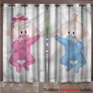 CobeDecor cobeDecor Gender Reveal 0utdoor Curtains for Patio Waterproof Babies with Pacifiers W108 x L84(274cm x 214cm)