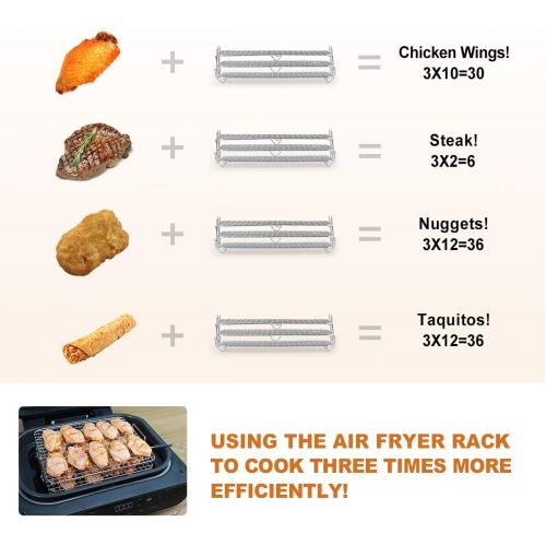  AIEVE Air Fryer Rack for Ninja Foodi Grill XL Air Fryer, 304 Stainless Steel Multi-Layer Dehydrator Rack Toast Rack Air Fryer Accessories Compatible with Ninja FG551 IG601 IG651 Ai