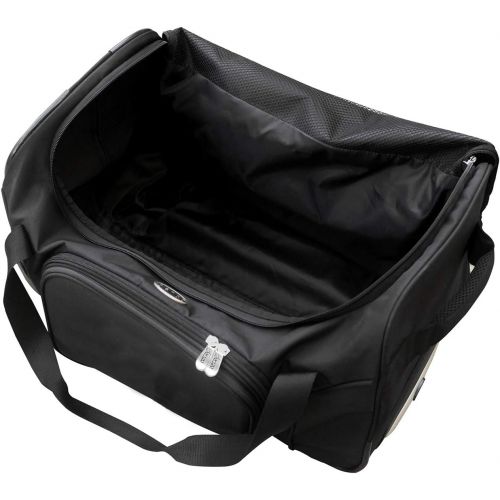  Denco NBA Los Angeles Lakers Wheeled Duffle Bag, 22 x 12 x 5.5, Black