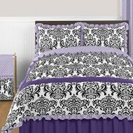 Chezmoi Sweet Jojo Designs Sloane Lavender Purple White Polka Dot and Damask 3 Piece Girls Full/Queen Bedding Set