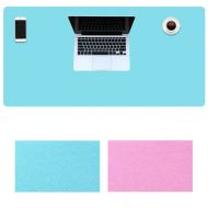 LL-COEUR Double Sided Leather Mouse Pad Gaming Keyboard Mat Waterproof Table Mat (Sky Blue + Pink, 1400 x 600 x 2 mm)