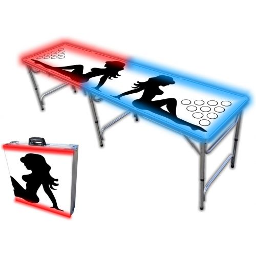  PartyPongTables.com 8-Foot Professional Beer Pong Table w/Optional Cup Holes - Trucker Girl Graphic