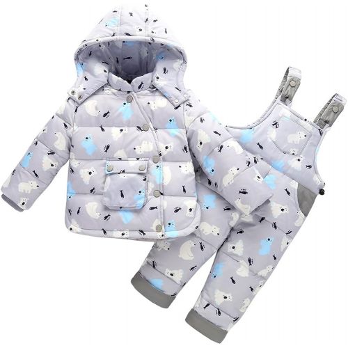  M&A Baby Girls Snowsuit 2-Piece Down Jacket and Snow Bib