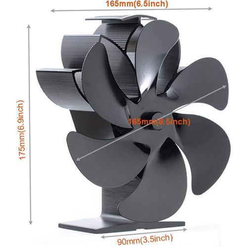  Prettyia Upgraded 6 Blades Fireplace Fan Heat Powered Stove Fan for Wood/Log Burner/Fireplace Eco Friendly and Efficient Heat Distribution Non Electric Fan